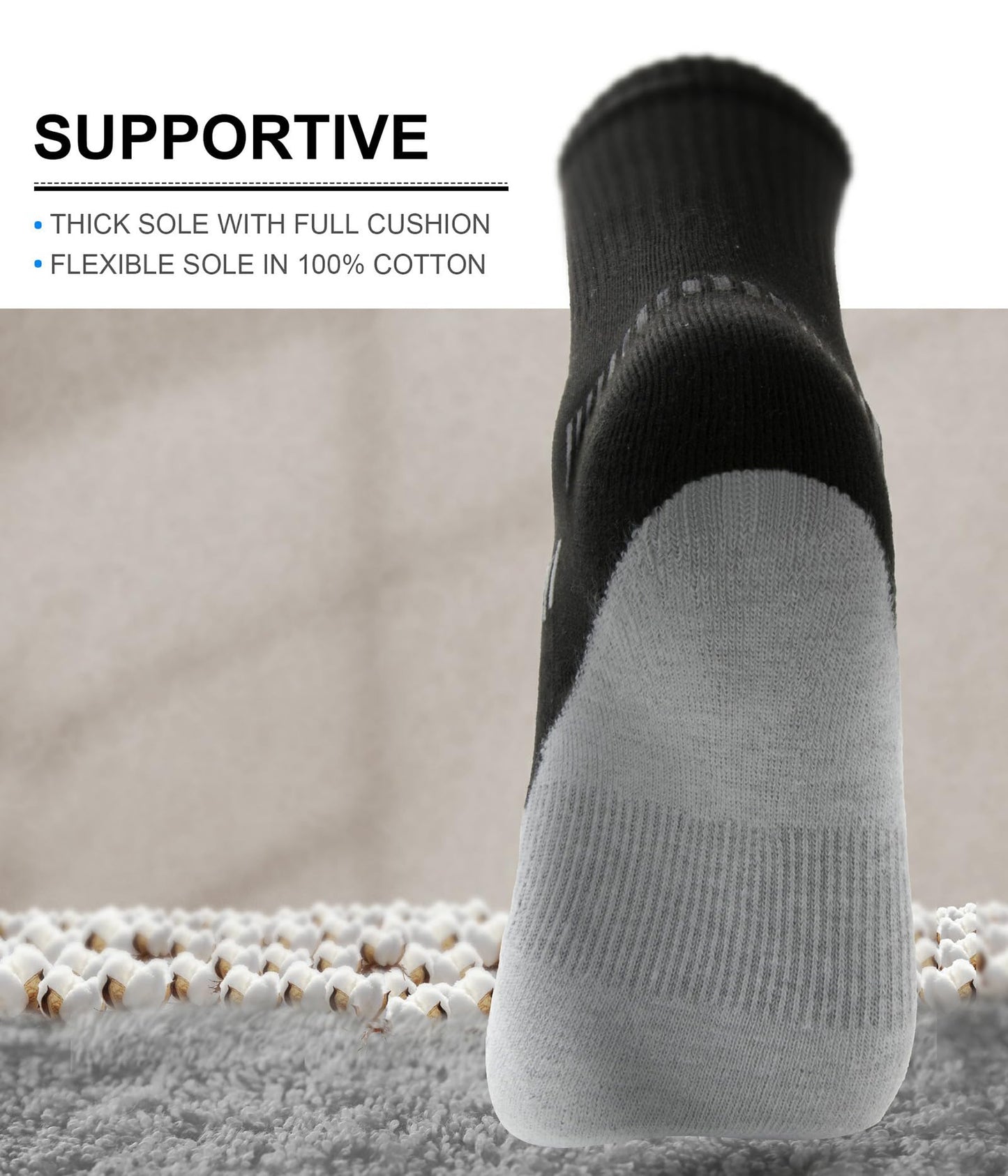 BULLIANT Calcetines Hombre 6 Pares, Calcetines Antiampollas Deporte Compresivos Senderismo Medias Futbol,Transpirable con Suela Totalmente Acolchada(6Pares - Negro2643 - 43 - 46) – Ropa para oposiciones – Material de estudio – OpoMarket