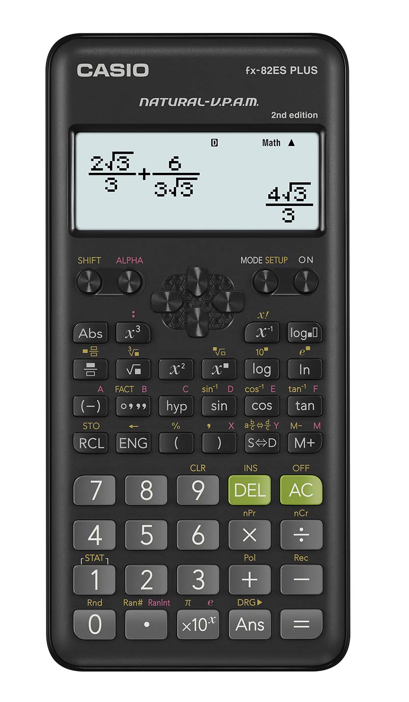 Casio FX - 82ES Plus - 2 - Calculadora científica, 252 Funciones, 11 x 77 x 162 mm Negro – para oposiciones – Material de estudio – OpoMarket