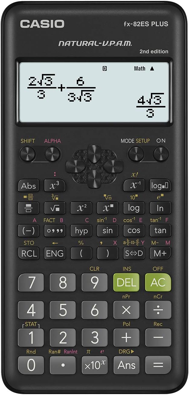 Casio FX - 82ES Plus - 2 - Calculadora científica, 252 Funciones, 11 x 77 x 162 mm Negro – para oposiciones – Material de estudio – OpoMarket