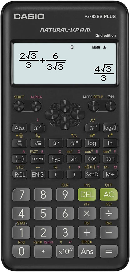 Casio FX - 82ES Plus - 2 - Calculadora científica, 252 Funciones, 11 x 77 x 162 mm Negro – para oposiciones – Material de estudio – OpoMarket