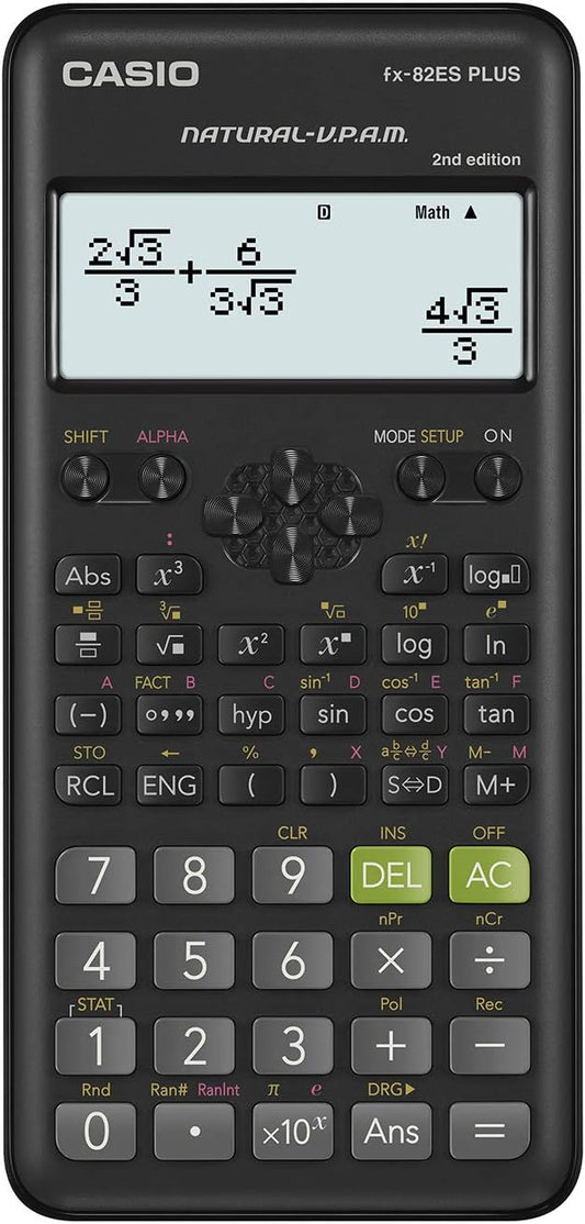 Casio FX - 82ES Plus - 2 - Calculadora científica, 252 Funciones, 11 x 77 x 162 mm Negro – para oposiciones – Material de estudio – OpoMarket