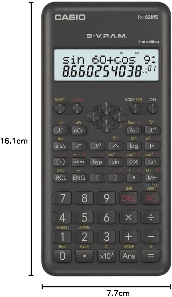 Casio FX - 82MS - 2 - S - ET - B, Calculadora Científica, 1, Gris Oscuro – para oposiciones – Material de estudio – OpoMarket