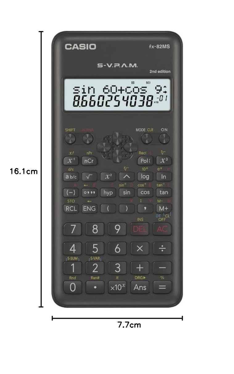 Casio FX - 82MS - 2 - S - ET - B, Calculadora Científica, 1, Gris Oscuro – para oposiciones – Material de estudio – OpoMarket