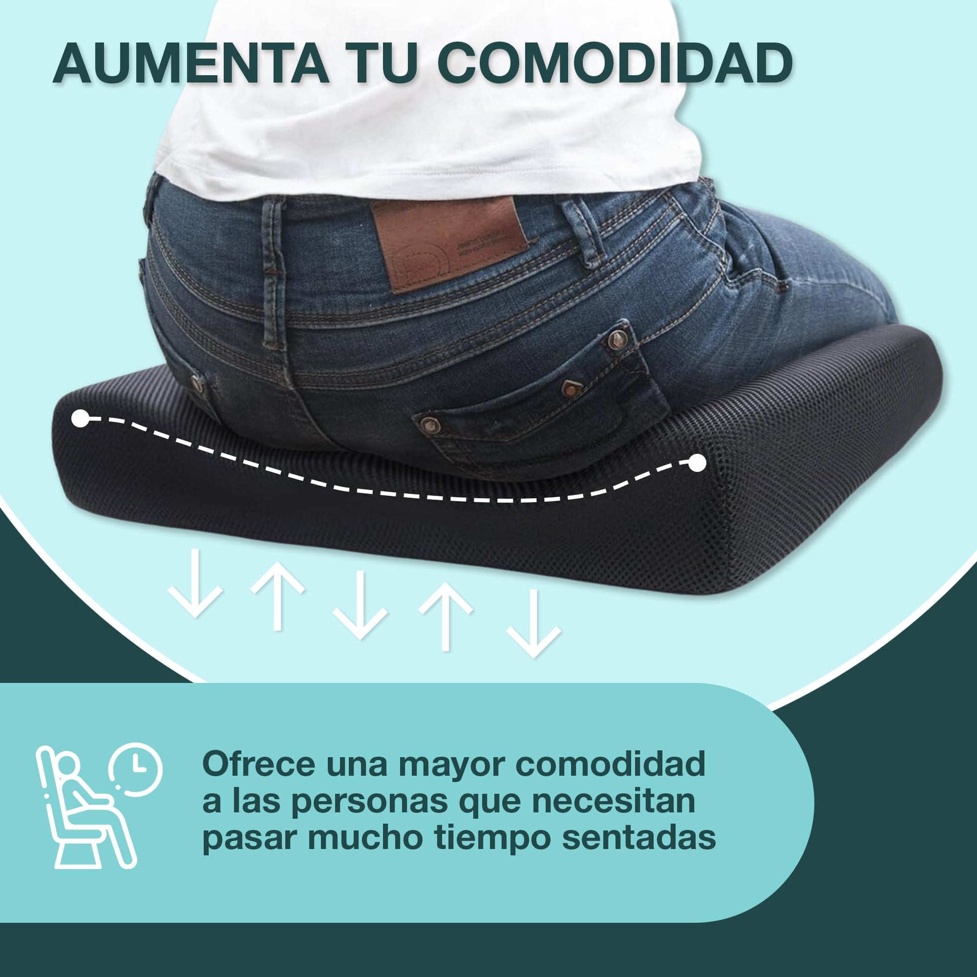 Cojín Antiescaras de Espuma Viscoelástica de Memoria para Silla de Ruedas (42x42x8cm) - Cojín Ergonómico para Silla de Oficina - Cojín Viscoelástico para Asiento de Coche – para oposiciones – Material de estudio – OpoMarket