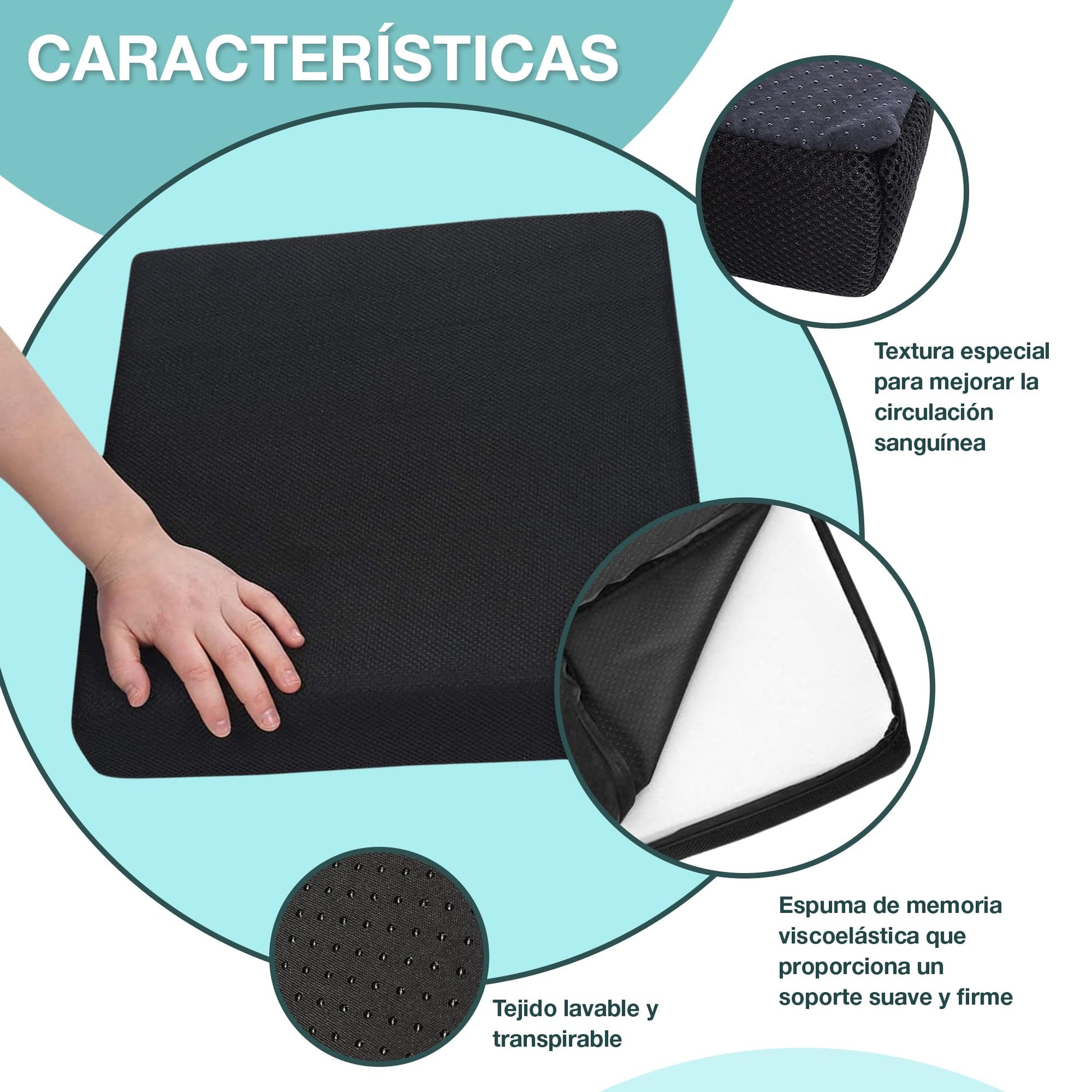 Cojín Antiescaras de Espuma Viscoelástica de Memoria para Silla de Ruedas (42x42x8cm) - Cojín Ergonómico para Silla de Oficina - Cojín Viscoelástico para Asiento de Coche – para oposiciones – Material de estudio – OpoMarket