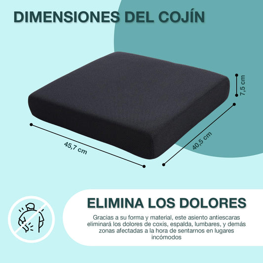Cojín Antiescaras de Espuma Viscoelástica de Memoria para Silla de Ruedas (42x42x8cm) - Cojín Ergonómico para Silla de Oficina - Cojín Viscoelástico para Asiento de Coche – para oposiciones – Material de estudio – OpoMarket