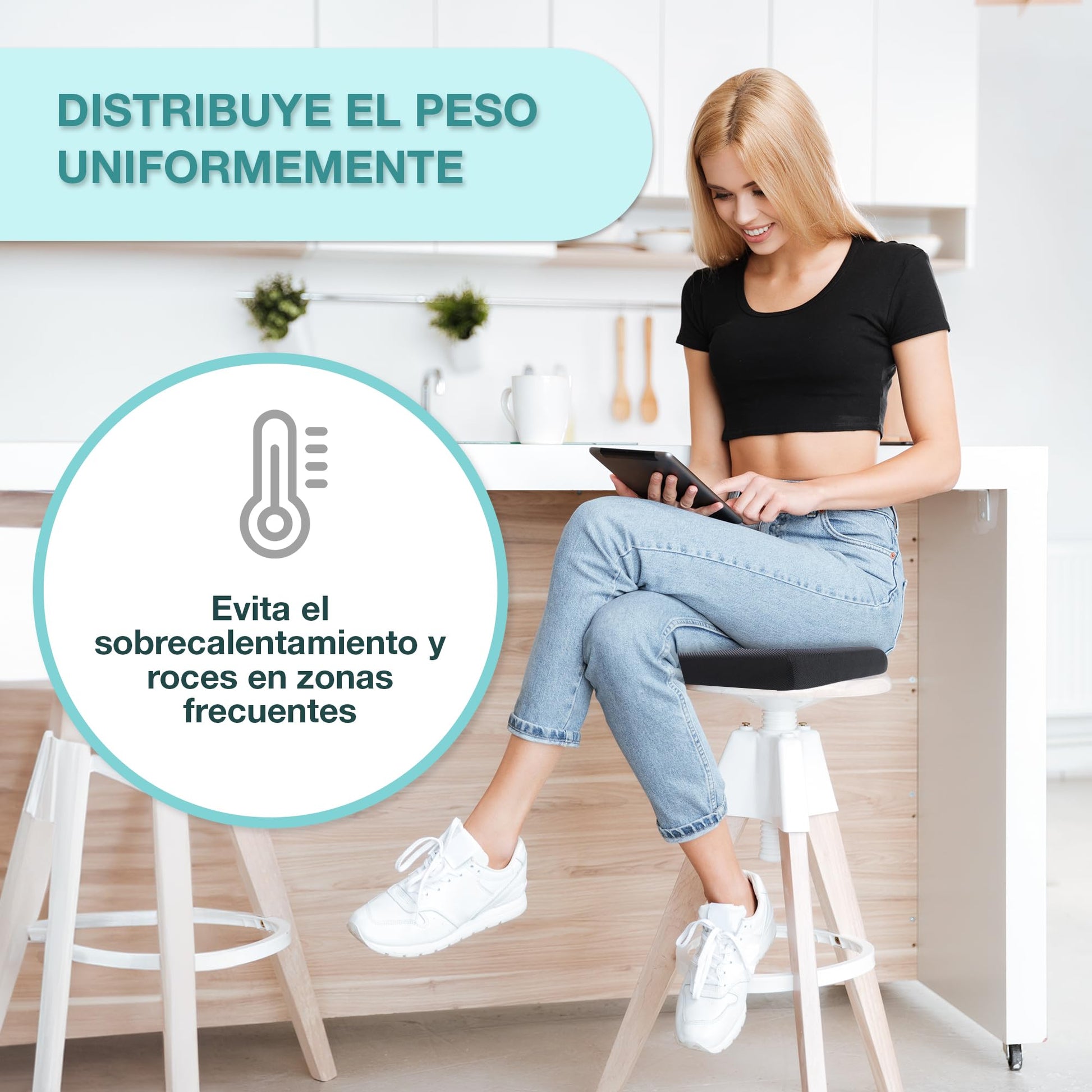 Cojín Antiescaras de Espuma Viscoelástica de Memoria para Silla de Ruedas (42x42x8cm) - Cojín Ergonómico para Silla de Oficina - Cojín Viscoelástico para Asiento de Coche – para oposiciones – Material de estudio – OpoMarket