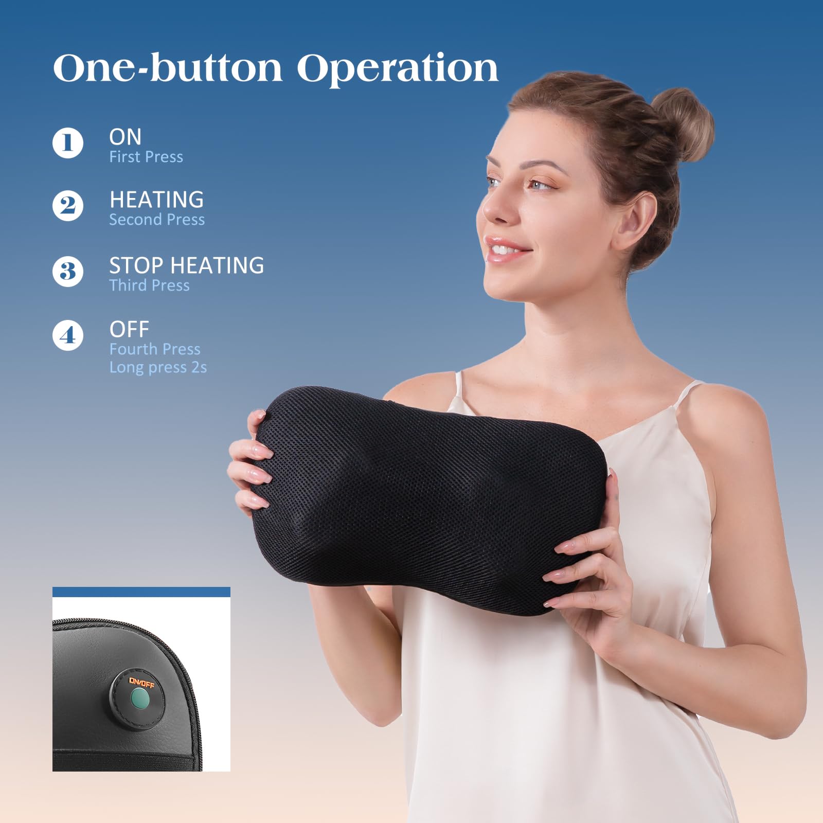 Cojín de Masaje Shiatsu Masajeador de Cuello, Hombros y Espalda, Función de Calefacción, Eléctrico Masajeador de Amasado de Tejido Giratorio 3D para Cintura, Hogar y Oficina – para oposiciones – Material de estudio – OpoMarket