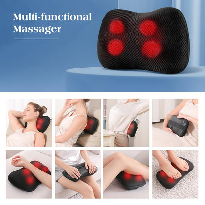 Cojín de Masaje Shiatsu Masajeador de Cuello, Hombros y Espalda, Función de Calefacción, Eléctrico Masajeador de Amasado de Tejido Giratorio 3D para Cintura, Hogar y Oficina – para oposiciones – Material de estudio – OpoMarket