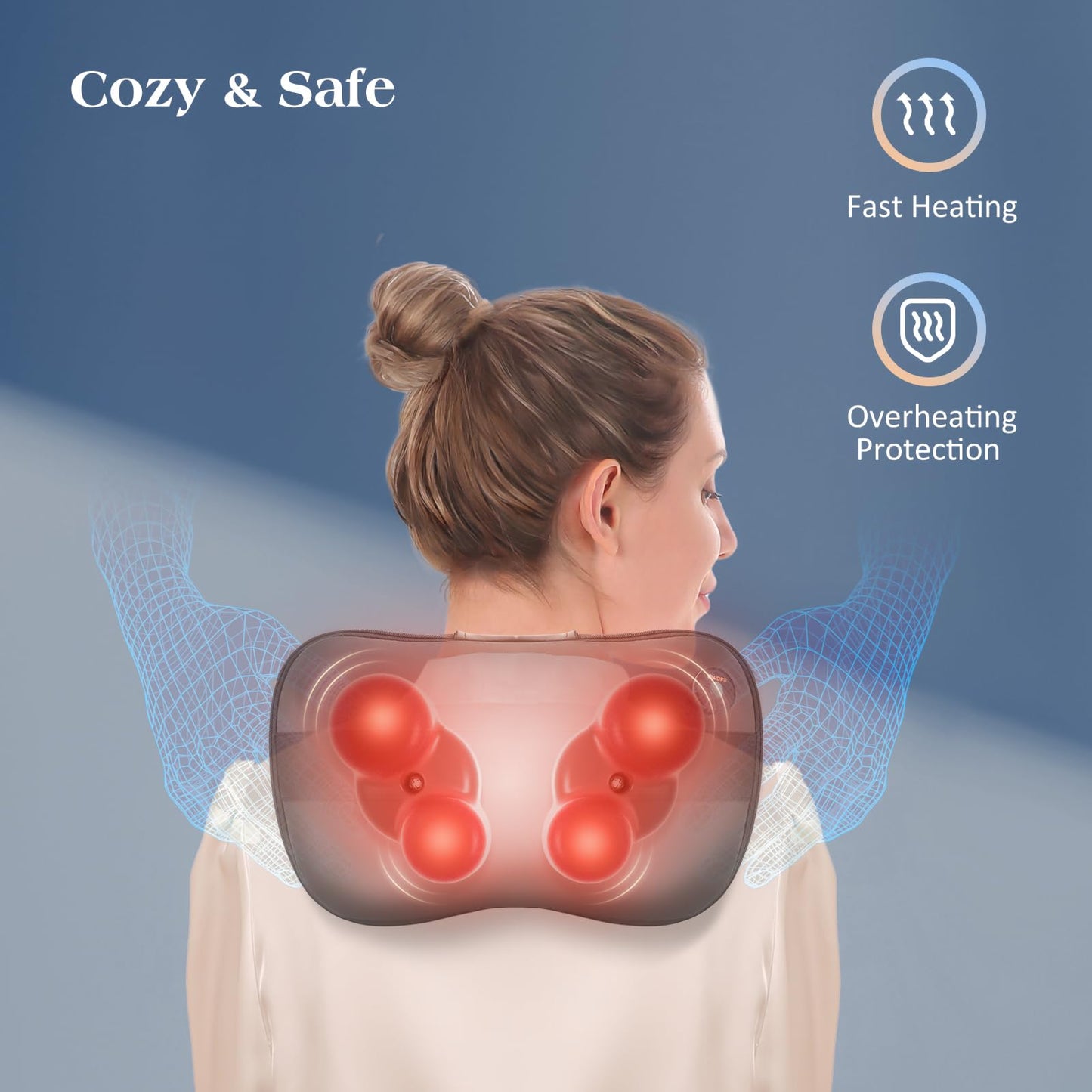 Cojín de Masaje Shiatsu Masajeador de Cuello, Hombros y Espalda, Función de Calefacción, Eléctrico Masajeador de Amasado de Tejido Giratorio 3D para Cintura, Hogar y Oficina – para oposiciones – Material de estudio – OpoMarket