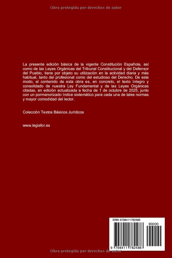 Portada libro constitucion española 2025 con leyes orgánicas – OpoMarket