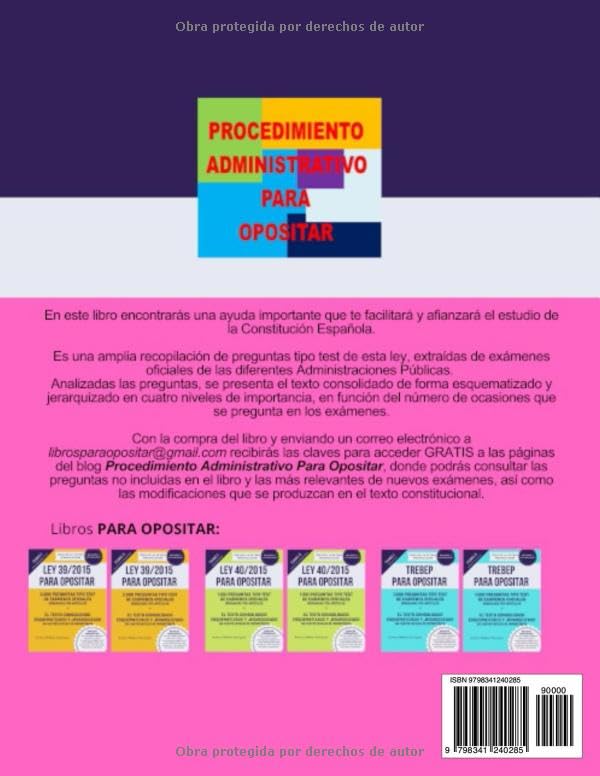 Test Constitución Española para opositores – 600 preguntas oficiales - reverso