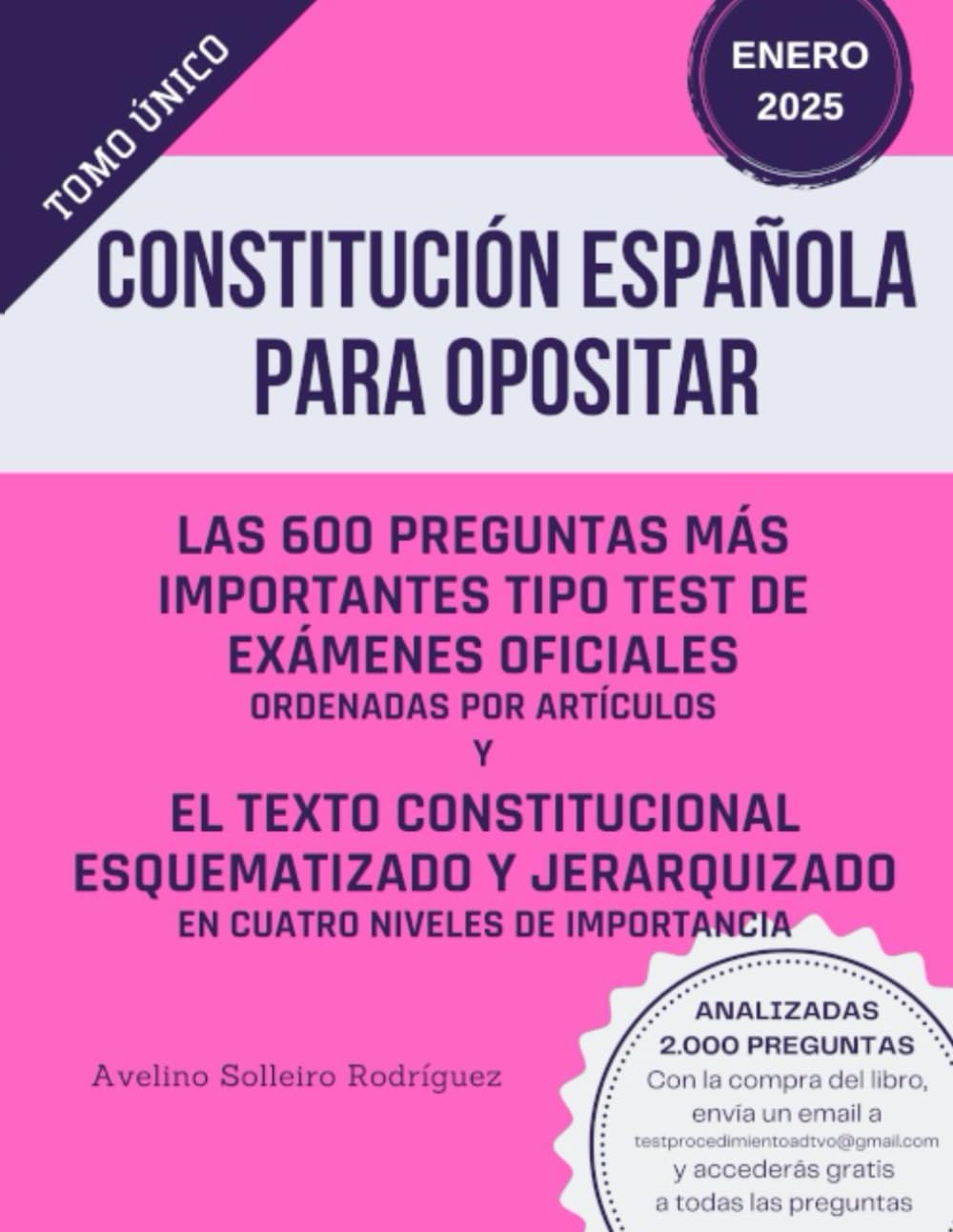 Test Constitución Española para opositores – 600 preguntas oficiales - portada