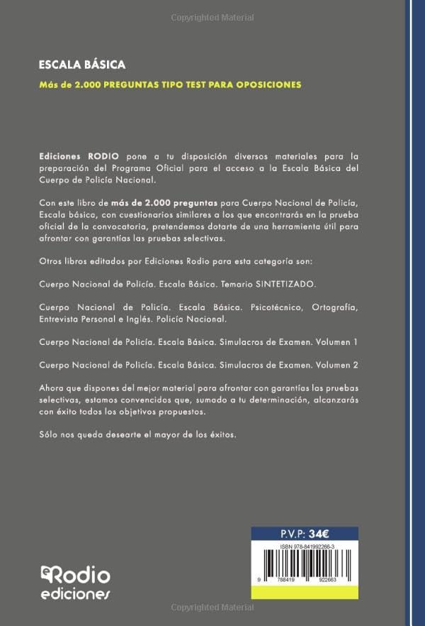 Test Policía Nacional 2025 – más de 2.000 preguntas tipo test Escala Básica - reverso