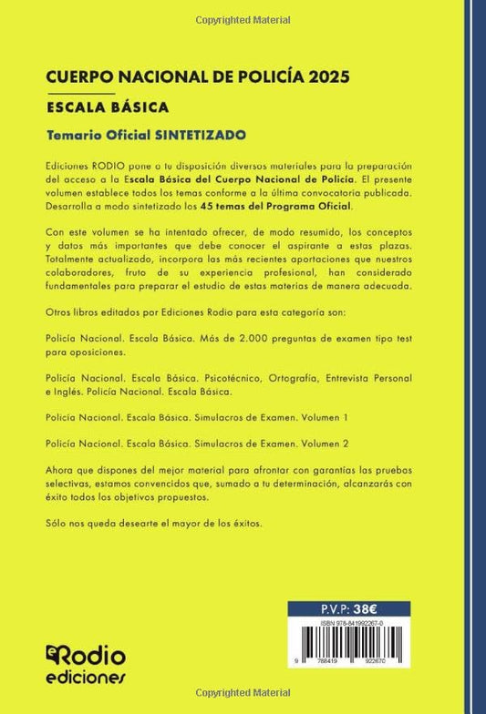 Temario Policía Nacional 2025 Escala Básica – Temario oficial sintetizado - reverso