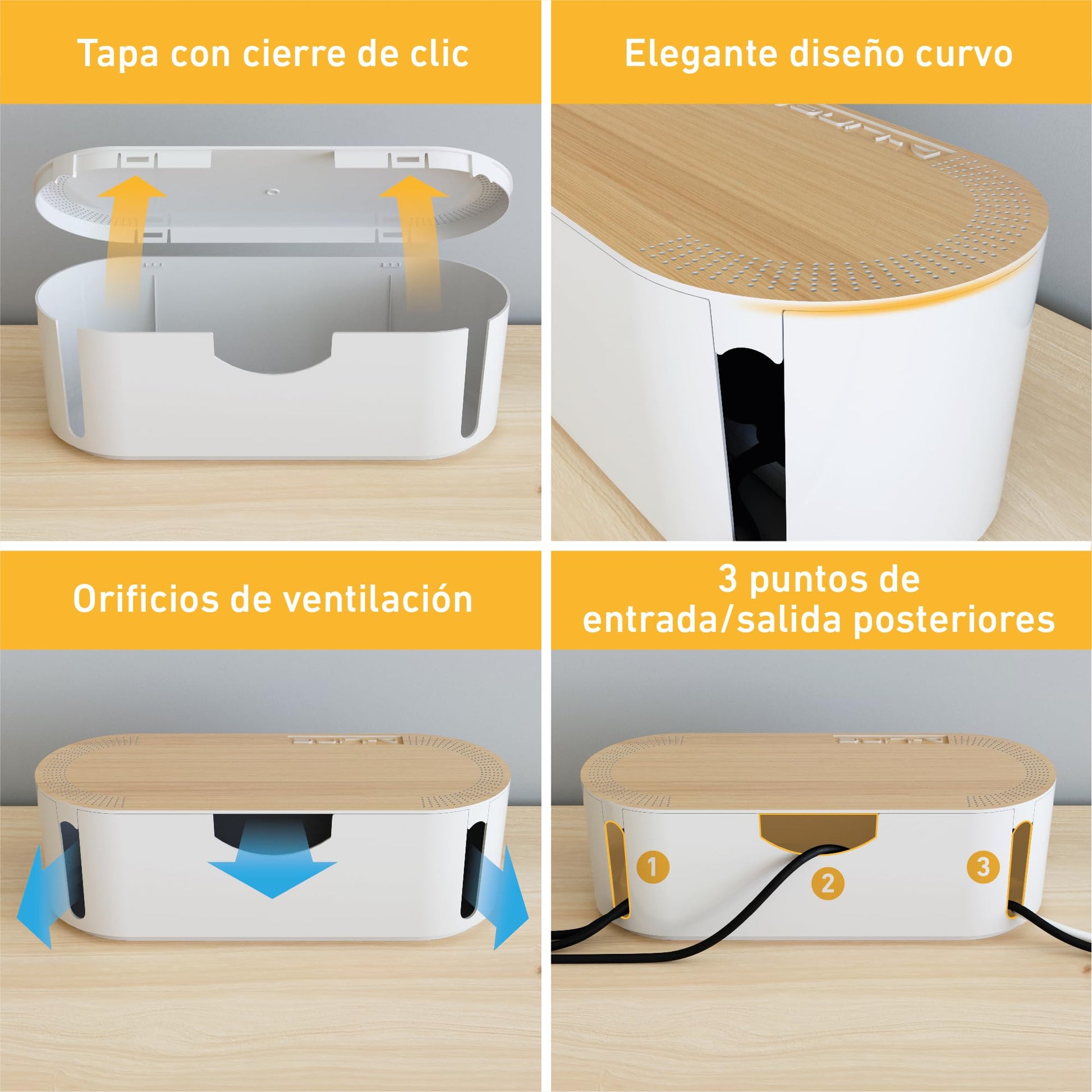 Cajas para cableado D-Line pequeña blanca con tapa de madera