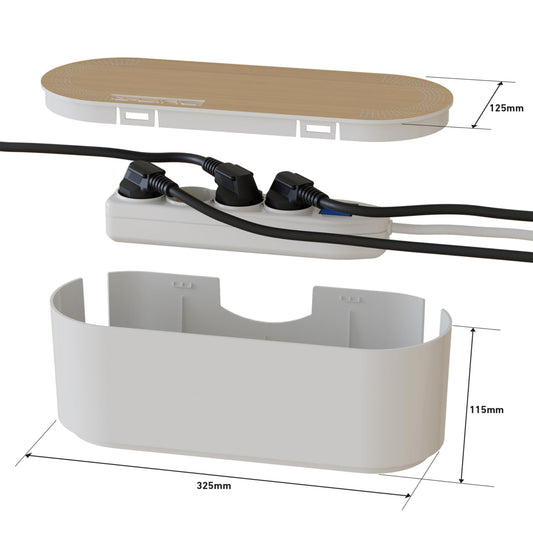 Cajas para cableado para ocultar regleta y cargadores en escritorio