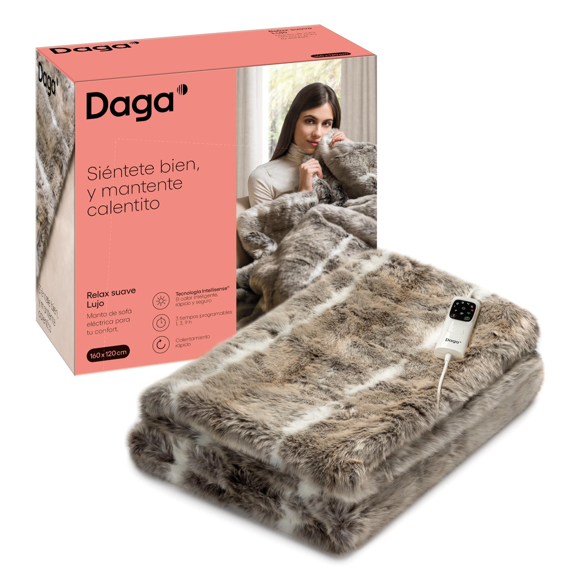 Manta térmica Daga Relax Suave 160x120 color marrón y beige