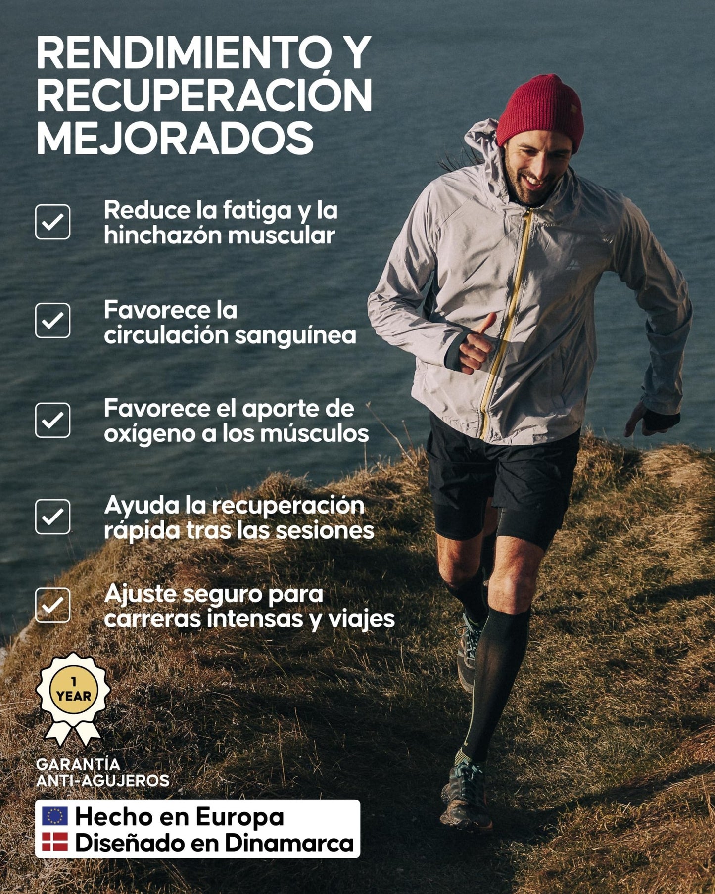 DANISH ENDURANCE Calcetines de Compresión Mujer y Hombre, 1 o 2 Pack, Negro Sólido, 39 - 42 – Ropa para oposiciones – Material de estudio – OpoMarket