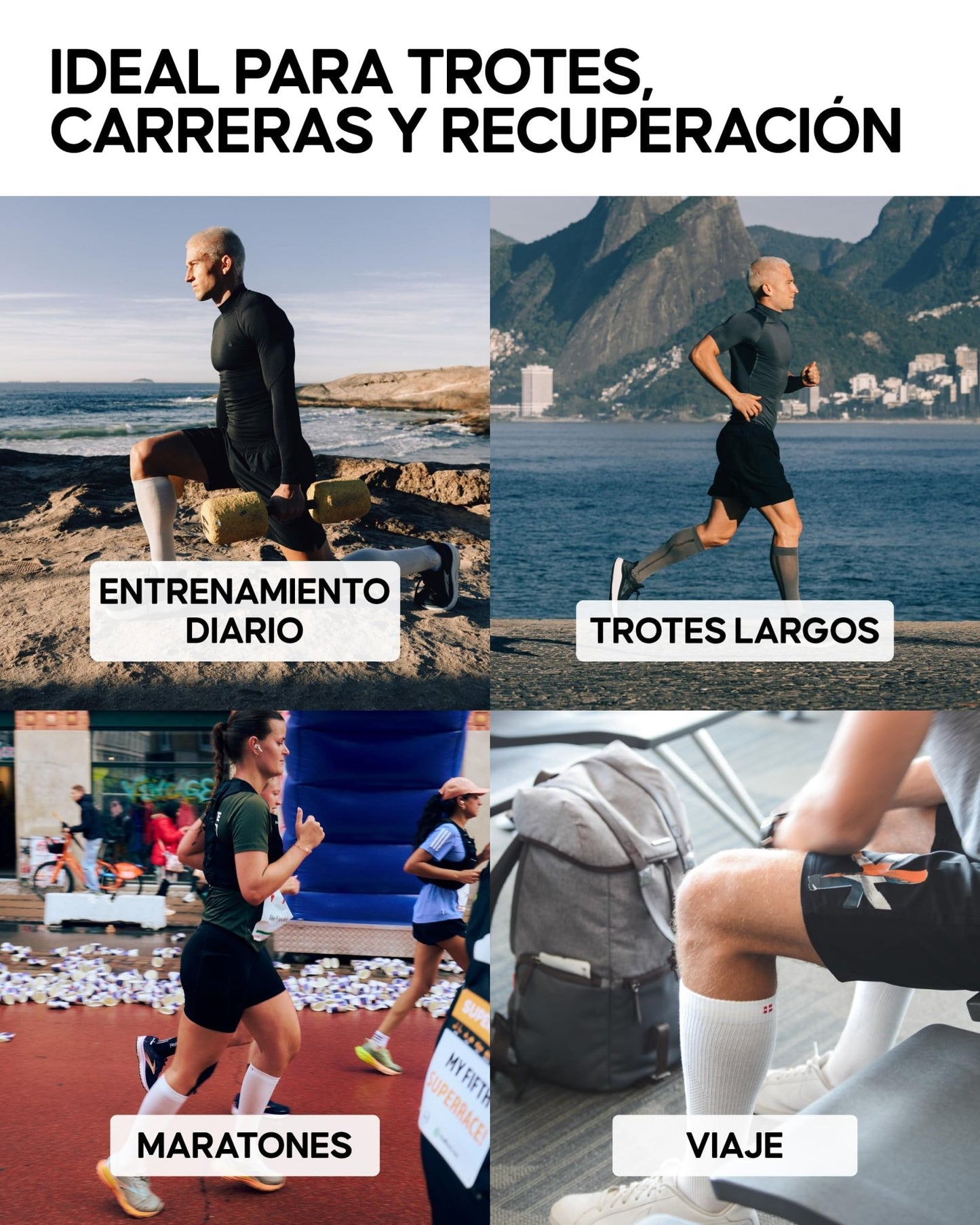 DANISH ENDURANCE Calcetines de Compresión Mujer y Hombre, 1 o 2 Pack, Negro Sólido, 39 - 42 – Ropa para oposiciones – Material de estudio – OpoMarket