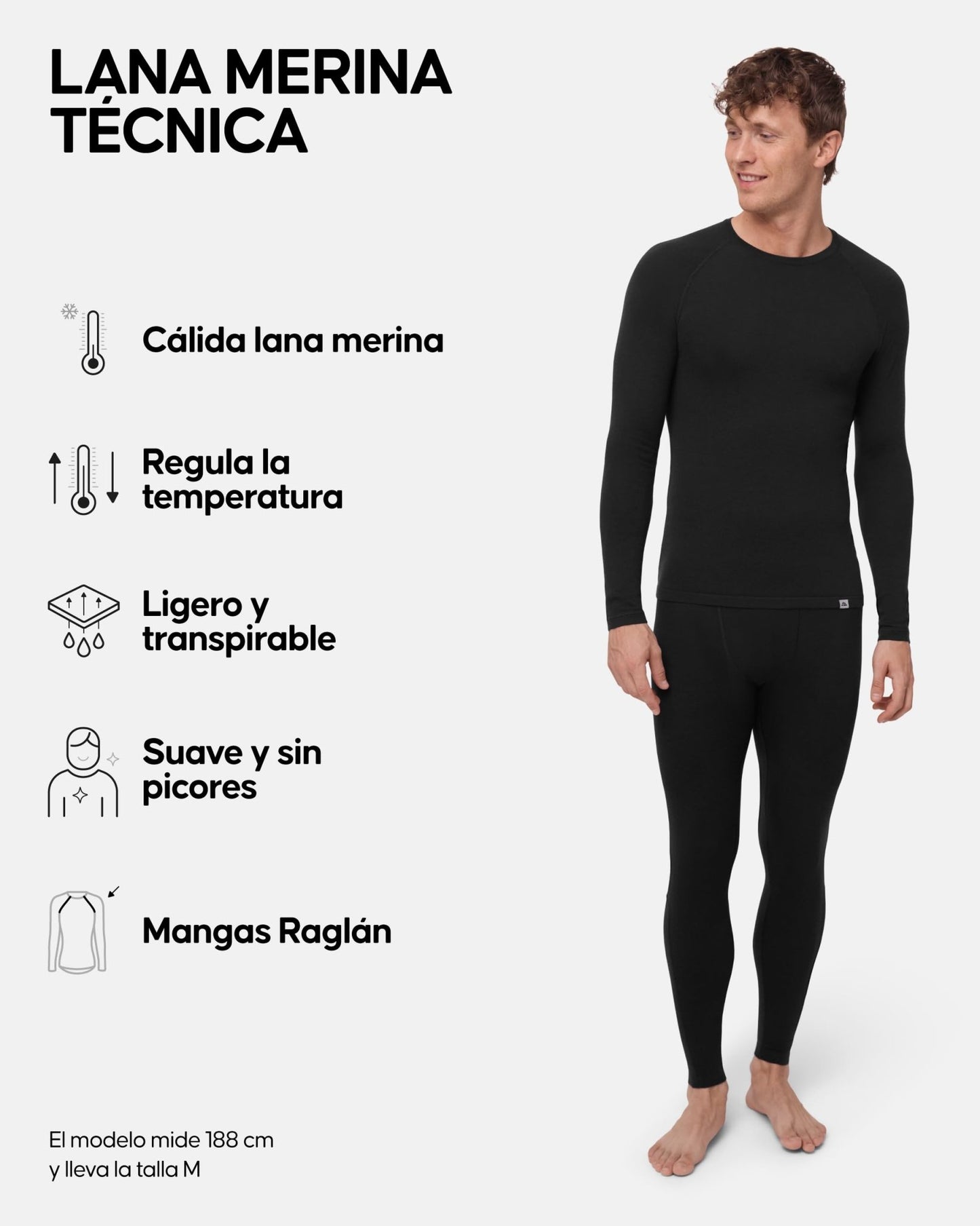 DANISH ENDURANCE Conjunto de Lana Merina para Hombre, Camiseta y Pantalon, Capa Base Premium, Negro, 3XL – Ropa para oposiciones – Material de estudio – OpoMarket