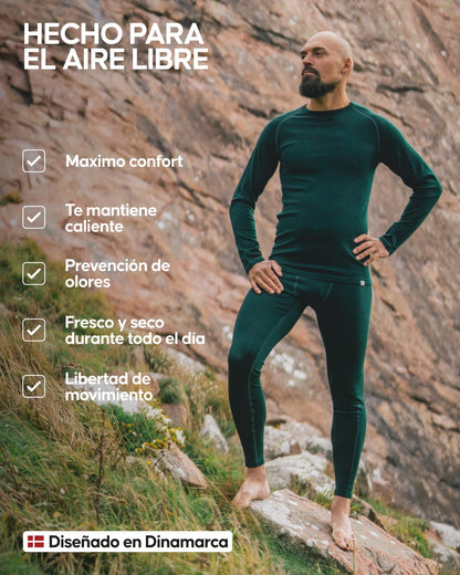 DANISH ENDURANCE Conjunto de Lana Merina para Hombre, Camiseta y Pantalon, Capa Base Premium, Negro, 3XL – Ropa para oposiciones – Material de estudio – OpoMarket