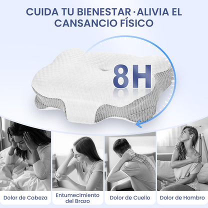Dozion Almohada Cervicales y Cuello, Almohada Cervical Ergonómica de Espuma Viscoelastica, Almohada Ortopedica para Soporte de Cabeza/Cuello/Hombro, Dormir de Lado, Boca Arriba y Boca Abajo – para oposiciones – Material de estudio – OpoMarket