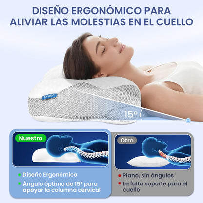 Dozion Almohada Cervicales y Cuello, Almohada Cervical Ergonómica de Espuma Viscoelastica, Almohada Ortopedica para Soporte de Cabeza/Cuello/Hombro, Dormir de Lado, Boca Arriba y Boca Abajo – para oposiciones – Material de estudio – OpoMarket