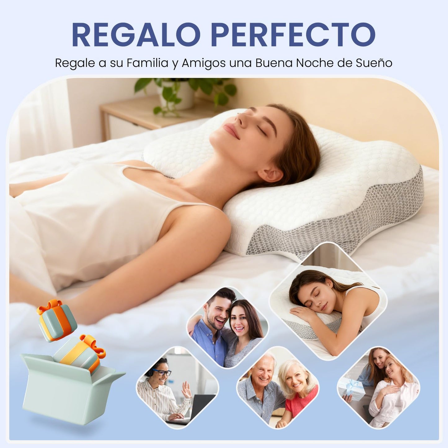 Dozion Almohada Cervicales y Cuello, Almohada Cervical Ergonómica de Espuma Viscoelastica, Almohada Ortopedica para Soporte de Cabeza/Cuello/Hombro, Dormir de Lado, Boca Arriba y Boca Abajo – para oposiciones – Material de estudio – OpoMarket