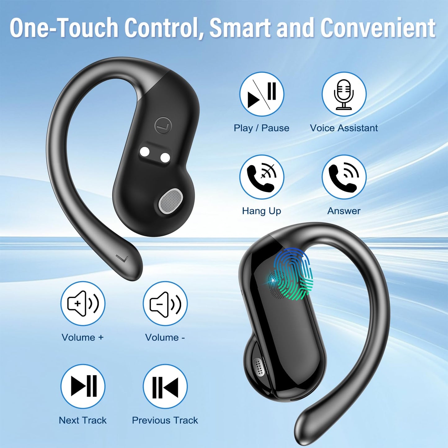 DUSONLAP Oreja Abierta Bluetooth 5.4 Auriculares, 42H Auriculare Inalámbricos Deportivos con Ganchos Giratorios y ENC Mic, IPX7 Cascos Inalambricos con Pantalla LED para Correr/Fitness/Ciclismo, Negro – Electrónica para oposiciones – Material de estudio – OpoMarket