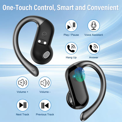 DUSONLAP Oreja Abierta Bluetooth 5.4 Auriculares, 42H Auriculare Inalámbricos Deportivos con Ganchos Giratorios y ENC Mic, IPX7 Cascos Inalambricos con Pantalla LED para Correr/Fitness/Ciclismo, Negro – Electrónica para oposiciones – Material de estudio – OpoMarket