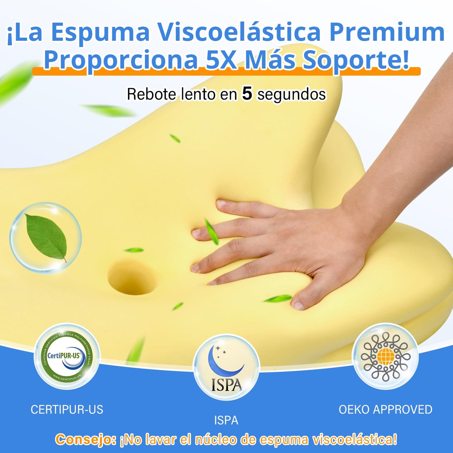 Ehomfory Almohada Cervicales y Cuello，Almohada Cervical de Espuma Viscoelástica, 2 en 1 Almohada Ergonómica para Dormir de Lado, Boca Arriba y Boca Abajo, 69x37x9/12 CM – para oposiciones – Material de estudio – OpoMarket