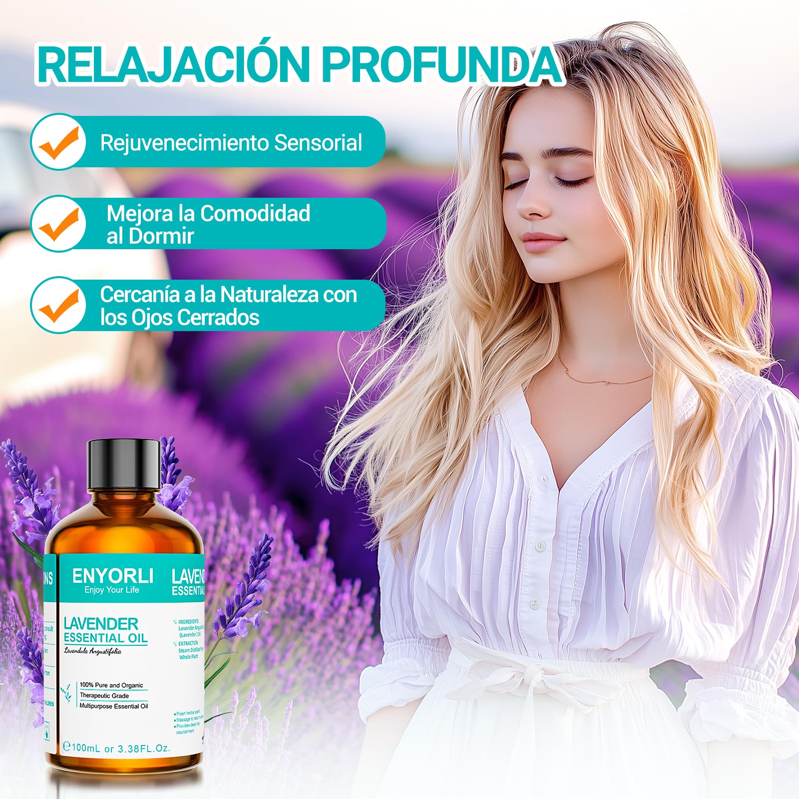 Aceite esencial de lavanda para relajación y sueño