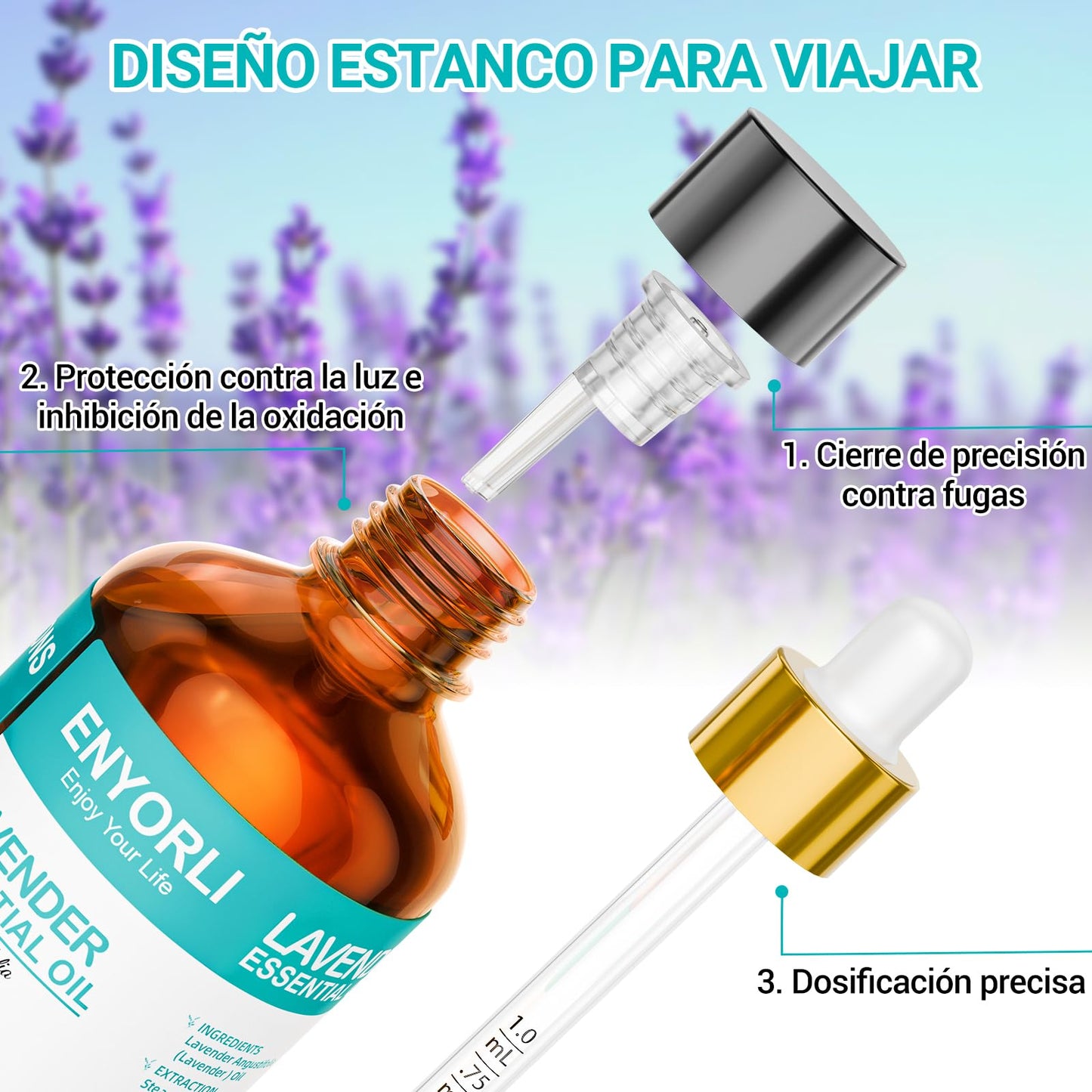 Aceite esencial de lavanda ENYORLI vista frontal
