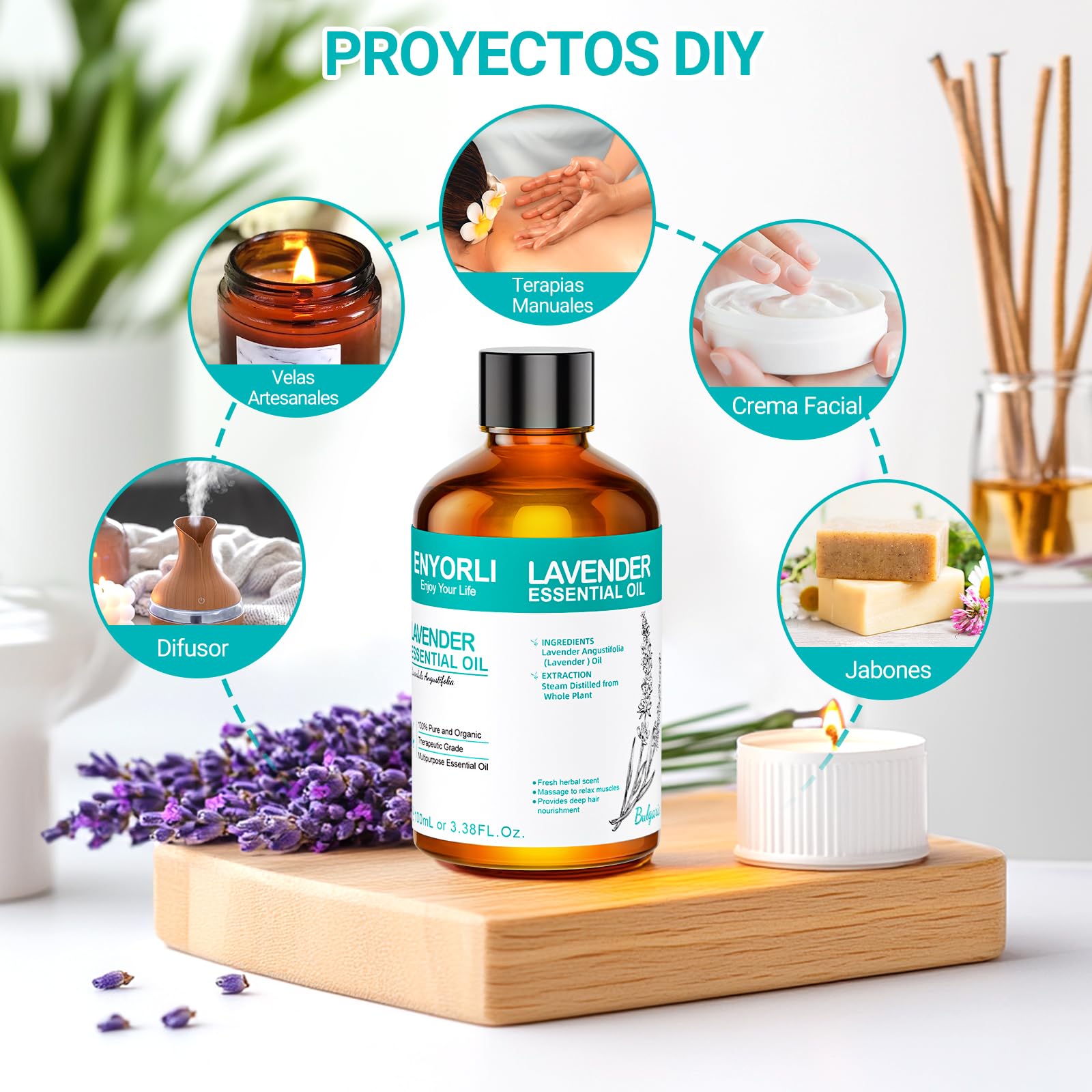 Aceite esencial de lavanda aroma herbal natural