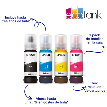 Epson Impresora multifunción EcoTank ET - 2862 A4 con depósito de Tinta, conexión Wi - Fi y hasta 3 años de Tinta incluida – Material de oficina para oposiciones – Material de estudio – OpoMarket
