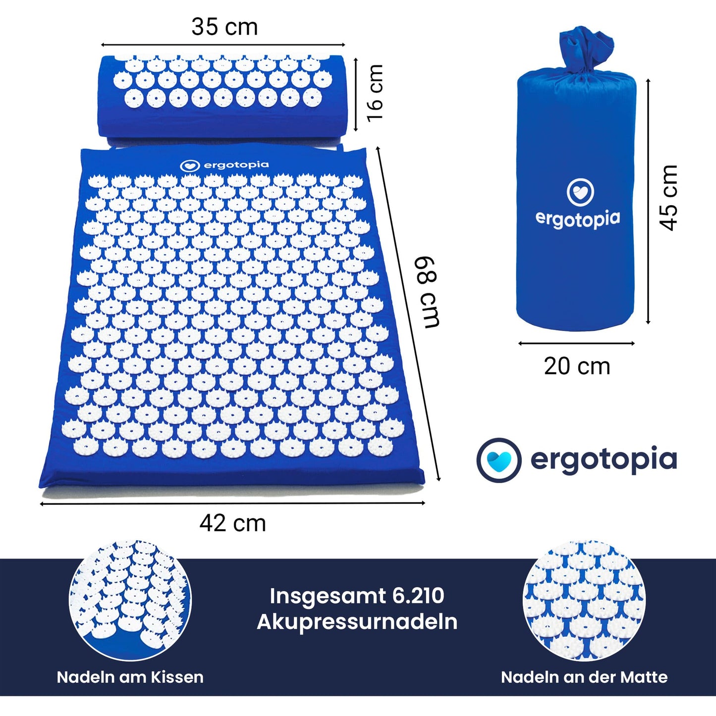 Ergotopia Esterilla de Acupresion, Alfombras Acupresion con Cojín para Masajes, Relajación y Mejorar la Circulación Sanguínea con la Acupresion Espalda, Acupresion Mat para Dolores Cervicales – para oposiciones – Material de estudio – OpoMarket
