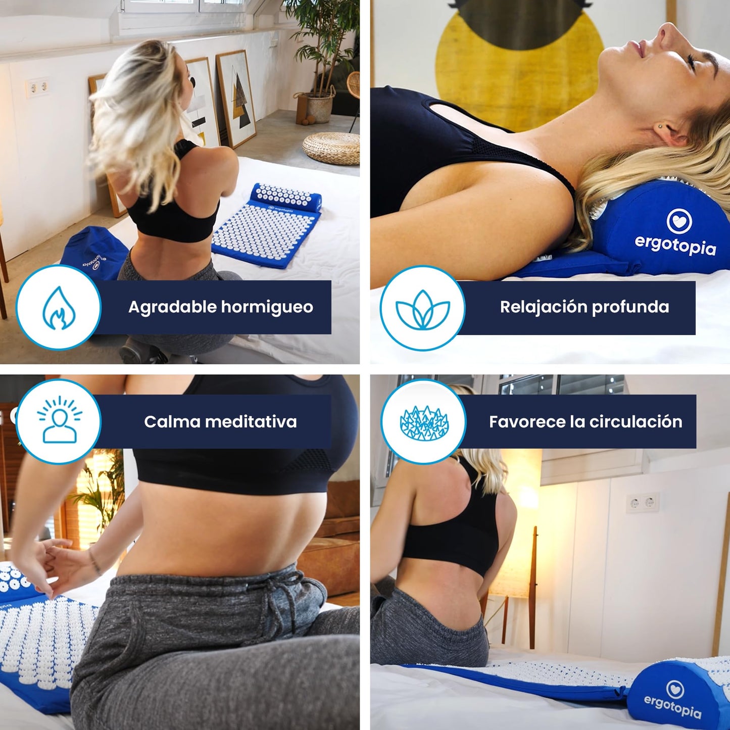 Ergotopia Esterilla de Acupresion, Alfombras Acupresion con Cojín para Masajes, Relajación y Mejorar la Circulación Sanguínea con la Acupresion Espalda, Acupresion Mat para Dolores Cervicales – para oposiciones – Material de estudio – OpoMarket