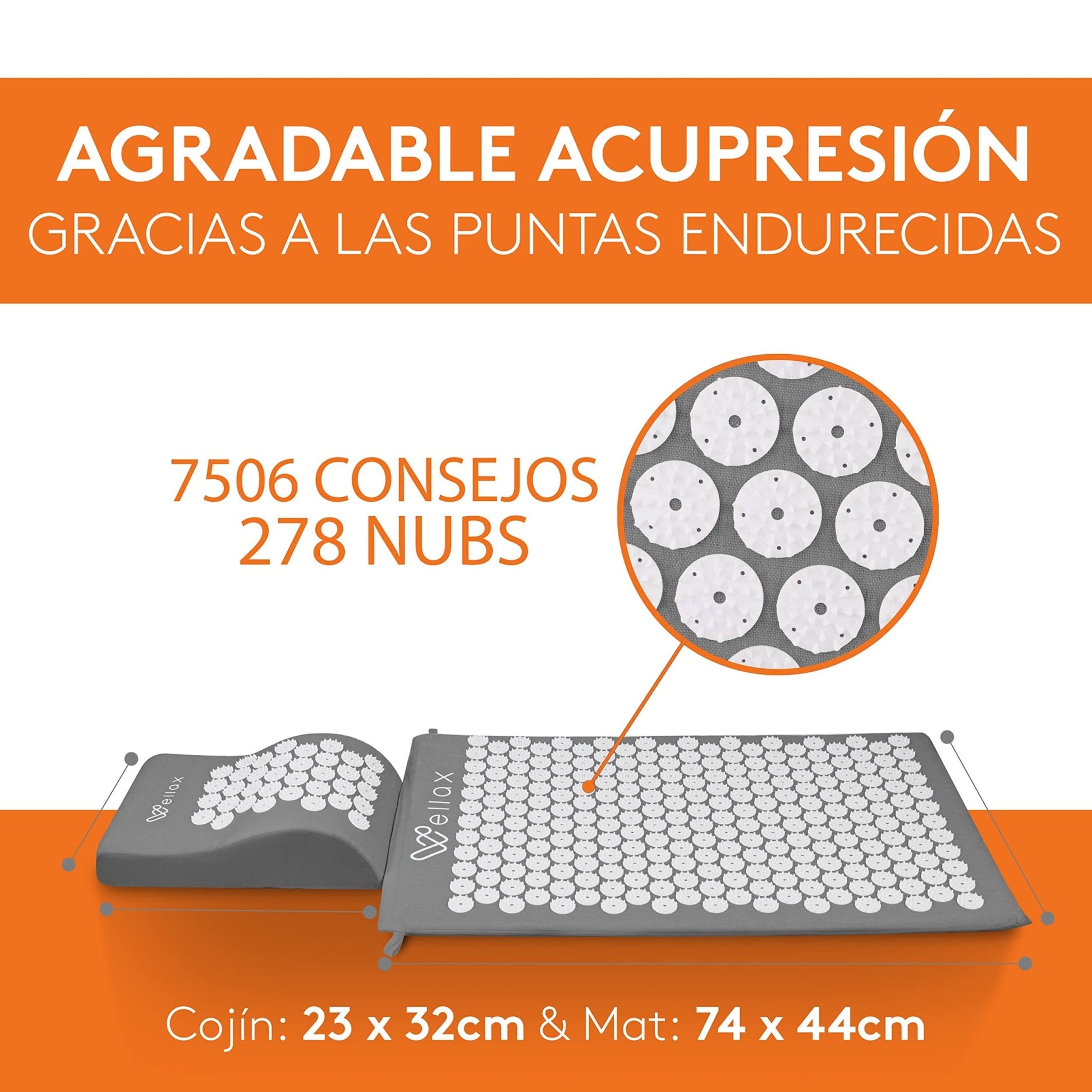 Esterilla de acupresión Wellax con almohada - alivia específicamente la tensión y promueve la circulación - la esterilla de masaje en el juego incl. almohada de acupresión y bolsa de transporte – para oposiciones – Material de estudio – OpoMarket