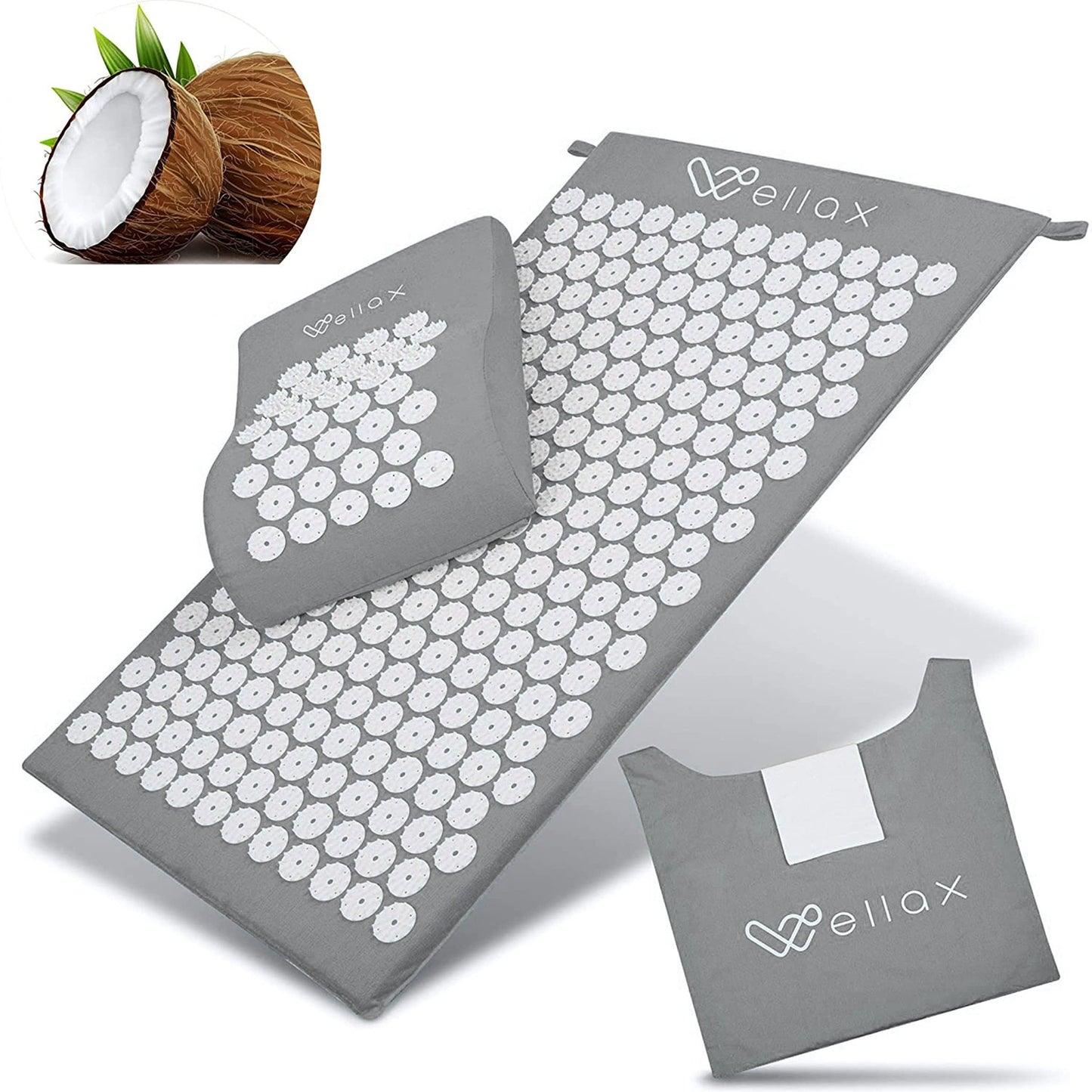 Esterilla de acupresión Wellax con almohada - alivia específicamente la tensión y promueve la circulación - la esterilla de masaje en el juego incl. almohada de acupresión y bolsa de transporte – para oposiciones – Material de estudio – OpoMarket