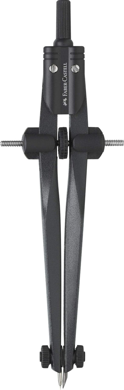FABER - CASTELL 174530 - Compás de ajuste rápido Stream, Blackstone, juego de compases con piezas de repuesto y minas para compás – para oposiciones – Material de estudio – OpoMarket