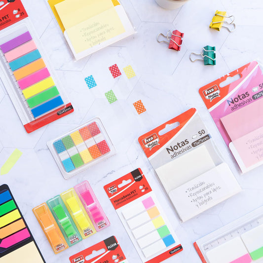 Fixo Notes - 200 Marcadores Adhesivos Colores Surtidos con Regla 12cm, PET Tráslucido, Tamaño 12x45mm, Puedes Escribir con Lápiz y Boli, Resistentes al Agua, Perfecto Material Escolar – para oposiciones – Material de estudio – OpoMarket