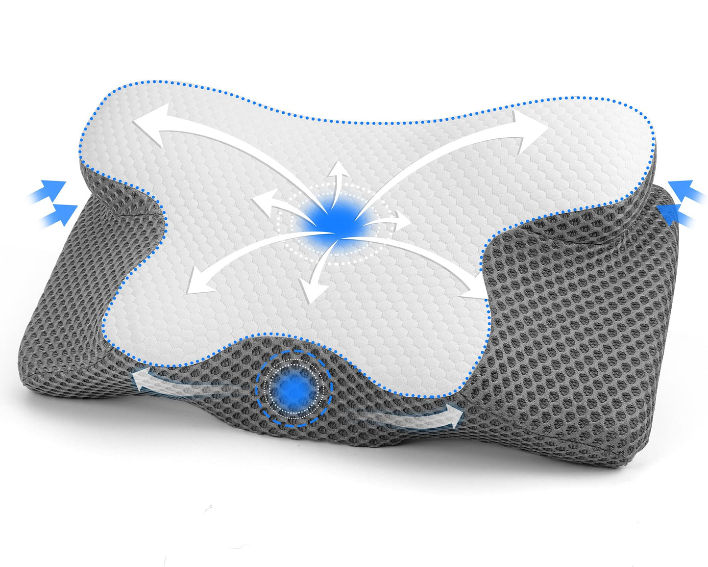 Gaethra Almohada Cervicales y Cuello, 2 in 1 Almohada Antironquidos para Aliviar el Dolor de Cuello y Espalda, Almohada Ortopedica y Ergonomica para Dormir de Lado y Boca Arriba - 63 x 12/9 x 34 cm – para oposiciones – Material de estudio – OpoMarket