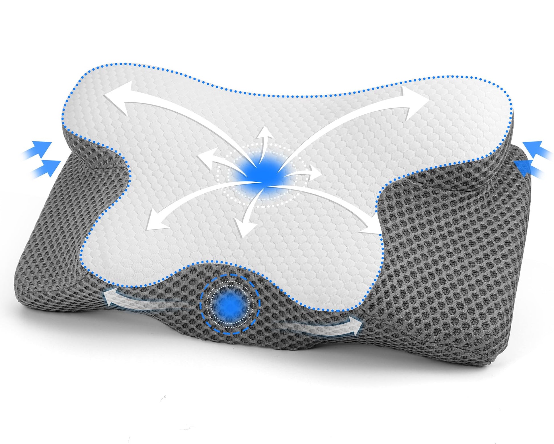 Gaethra Almohada Cervicales y Cuello, 2 in 1 Almohada Antironquidos para Aliviar el Dolor de Cuello y Espalda, Almohada Ortopedica y Ergonomica para Dormir de Lado y Boca Arriba - 63 x 12/9 x 34 cm – para oposiciones – Material de estudio – OpoMarket