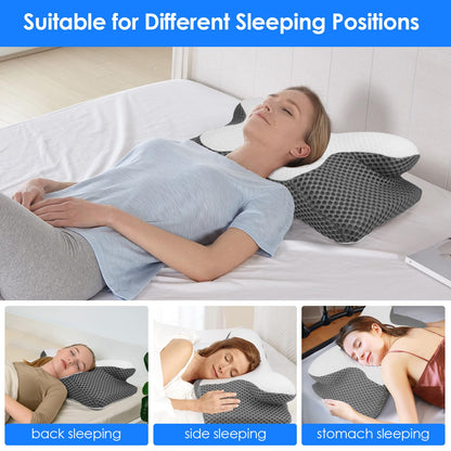 Gaethra Almohada Cervicales y Cuello, 2 in 1 Almohada Antironquidos para Aliviar el Dolor de Cuello y Espalda, Almohada Ortopedica y Ergonomica para Dormir de Lado y Boca Arriba - 63 x 12/9 x 34 cm – para oposiciones – Material de estudio – OpoMarket