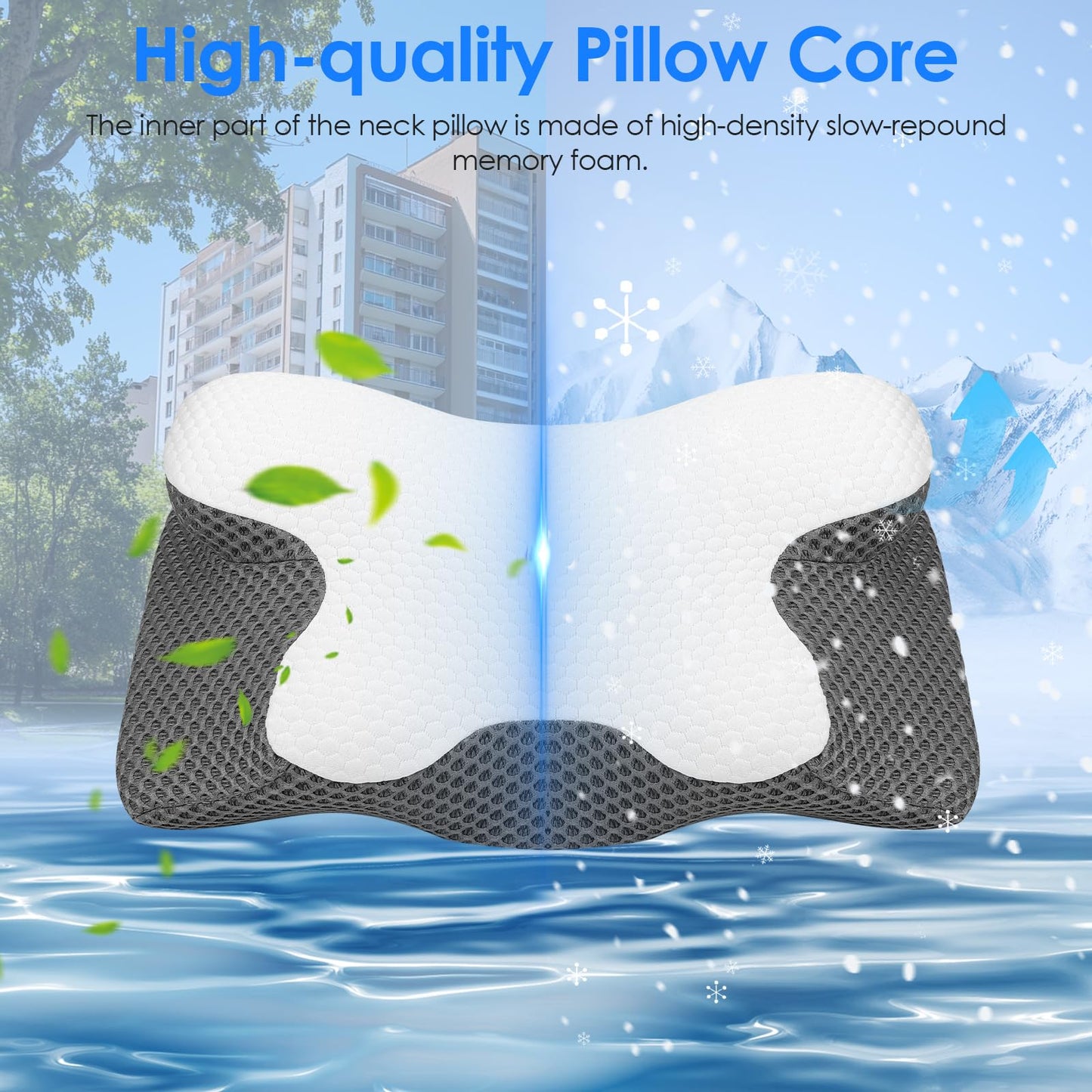 Gaethra Almohada Cervicales y Cuello, 2 in 1 Almohada Antironquidos para Aliviar el Dolor de Cuello y Espalda, Almohada Ortopedica y Ergonomica para Dormir de Lado y Boca Arriba - 63 x 12/9 x 34 cm – para oposiciones – Material de estudio – OpoMarket