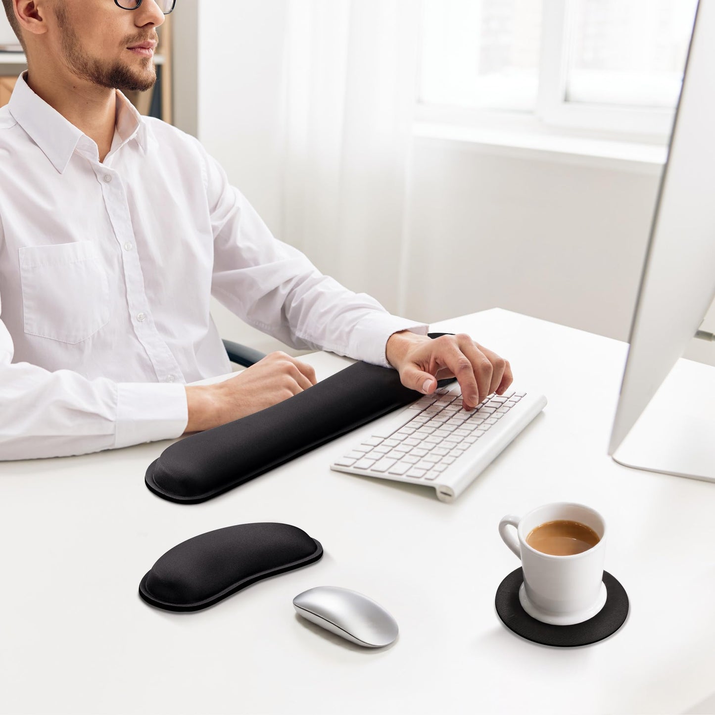 reposamuñecas teclado ergonomico de espuma con memoria