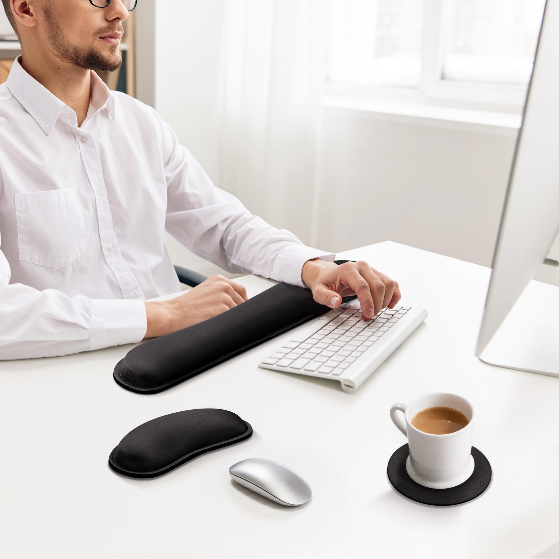 reposamuñecas teclado ergonomico de espuma con memoria