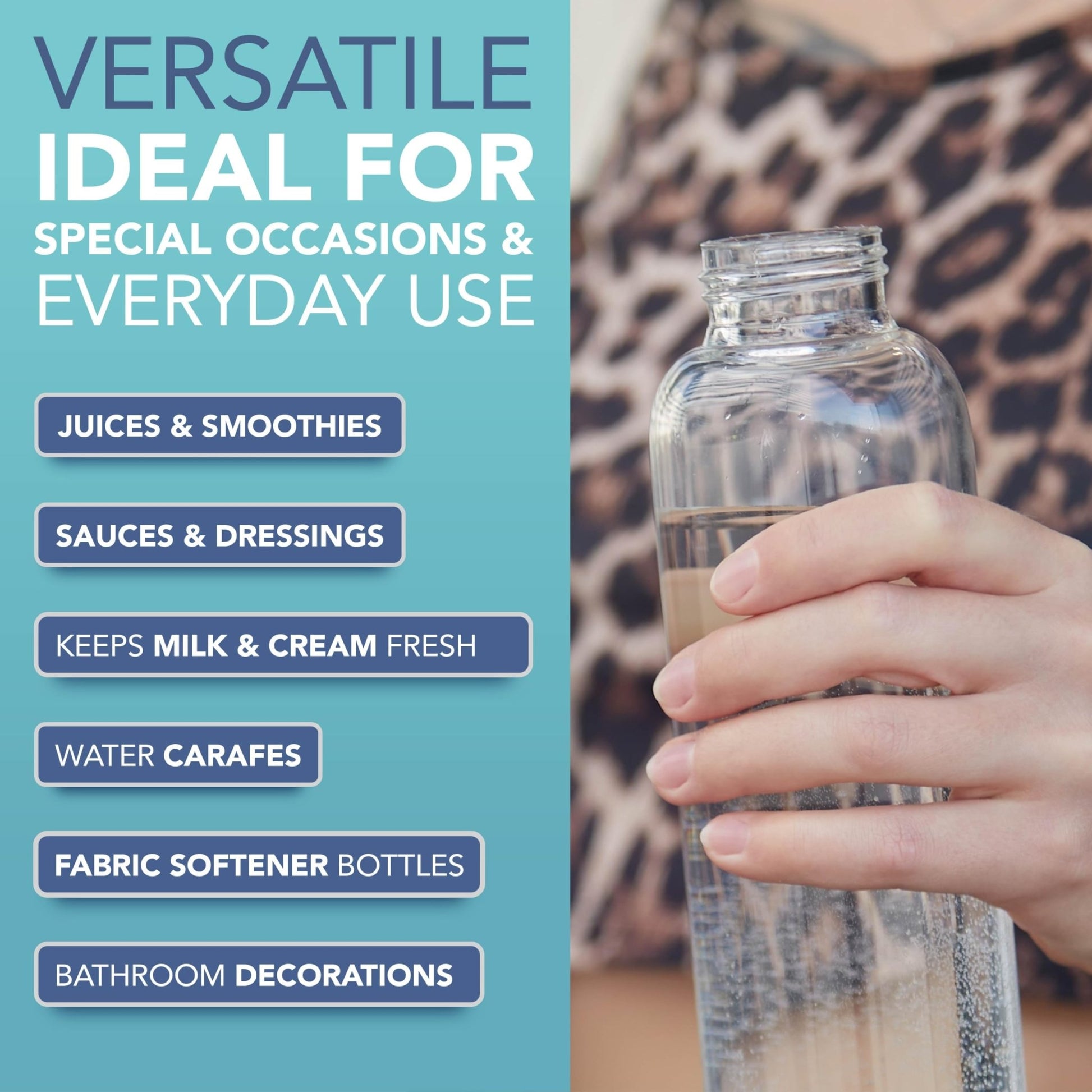 HEFTMAN Botella de agua de vidrio de 1 litro, paquete de 3 botellas de vidrio vacías con tapas, agua, batidos, botellas de jugo de vidrio con tapas herméticas, a prueba de fugas, de acero inoxidable y – para oposiciones – Material de estudio – OpoMarket