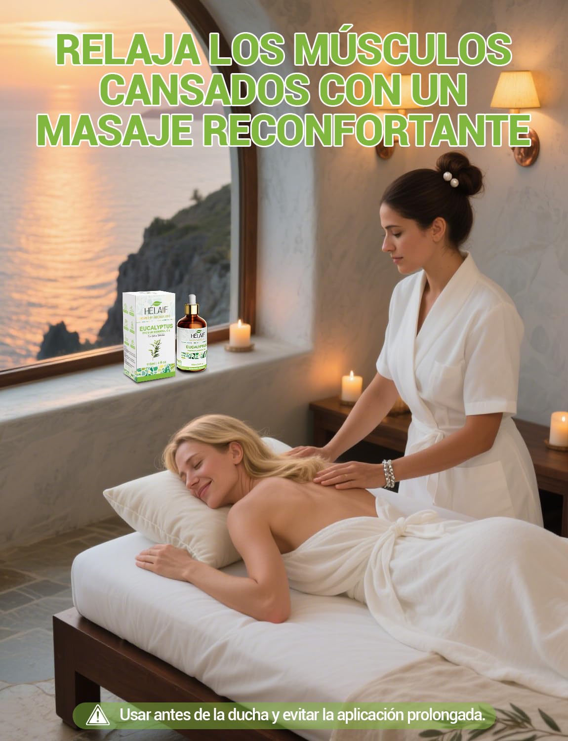 Aceite esencial de eucalipto para aromaterapia en casa